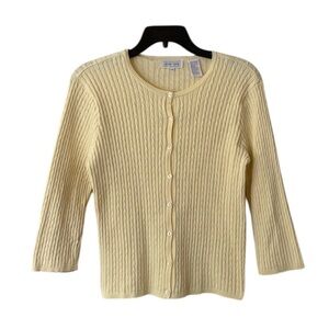 (1980’s) Jeanne Pierre Cotton Blend Mini Cable Knit Cardigan - PTP 19